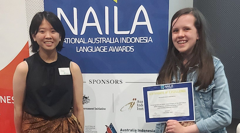 Year 9 students Mia and Jane at the 2022 NAILA